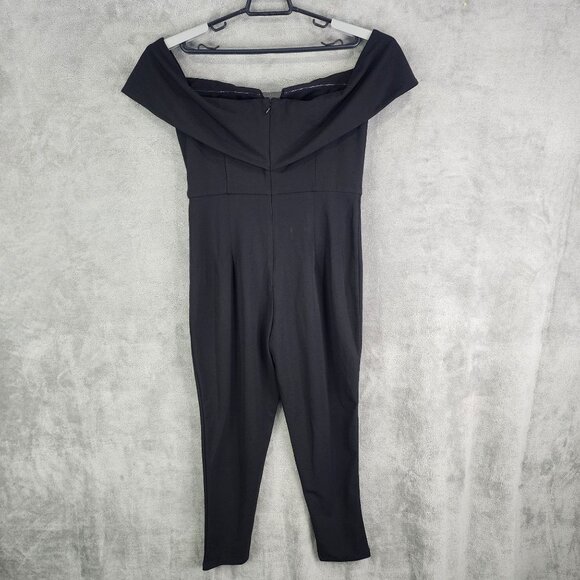 Womens Sugar Poison Off-Shoulder Black Jumpsuit Slim Fit Elegant Design Size L - Picture 8 of 12